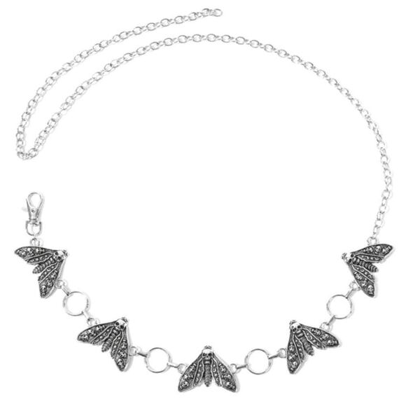 HALLOWEEN SALE Silver Death Head Moth Chain Goth Belt - Picture 4 of 7